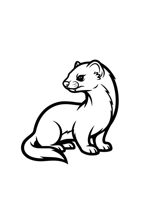 Free Weasel Coloring Page - Cute Weasel Sitting in Meadow (Printable PDF)