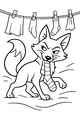 Free Fox Coloring Page - Sneaky Fox With Striped Sock (Printable PDF)