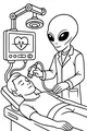 Free Alien Doctor Coloring Page - Friendly Space Clinic Checkup (Printable PDF)