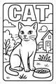 Free Cat Coloring Page - Pet Cat Outside by Food Bowl (Printable PDF)