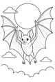 Free Bat Coloring Page - Fluffy Bat Flying by Full Moon (Printable PDF)