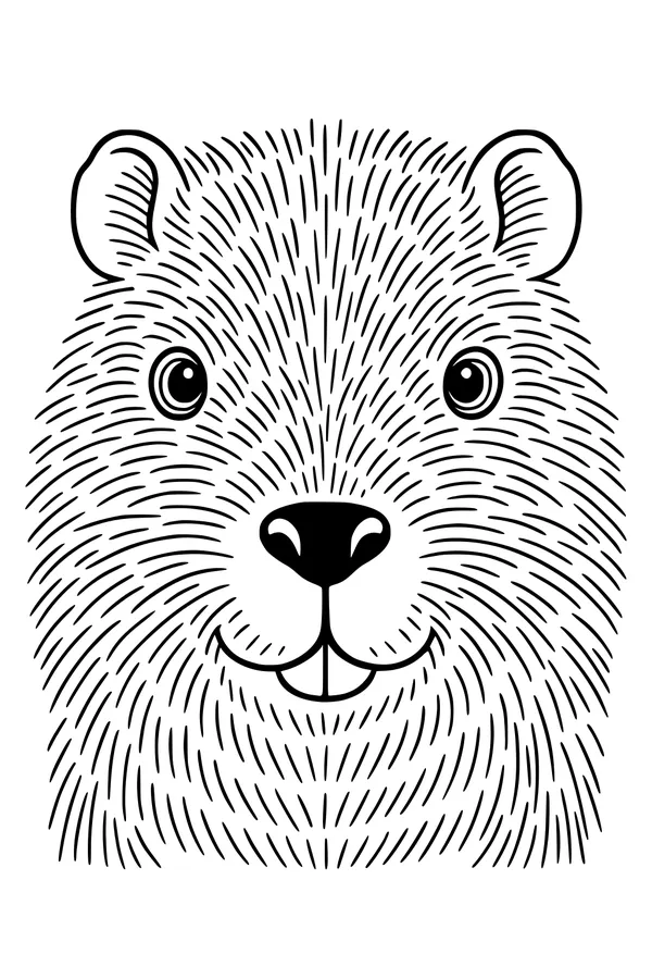 Free Beaver Coloring Page - Cute Close-Up Face Portrait (Printable PDF)