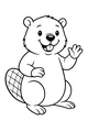 Free Beaver Coloring Page - Cute Cartoon Beaver Waving Hello (Printable PDF)