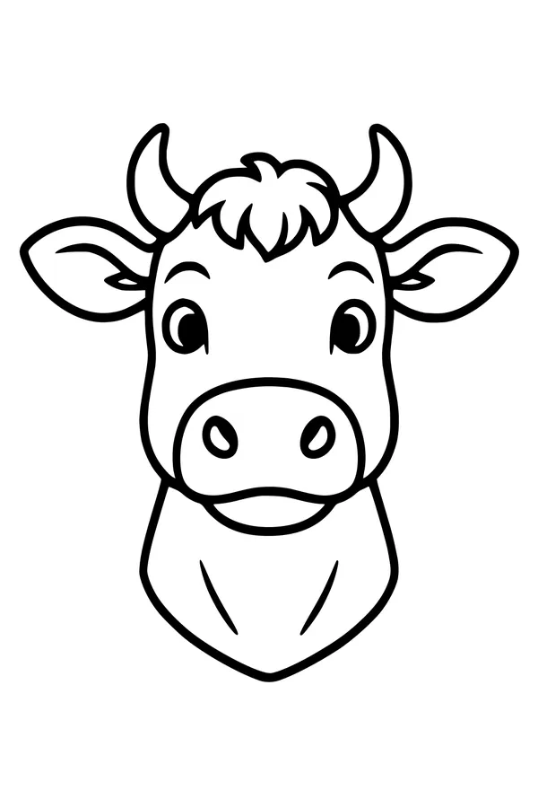 Free Cow Coloring Page - Friendly Cartoon Cow Face (Printable PDF)
