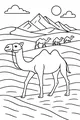 Free Camel Coloring Page - Desert Caravan Under Sunny Mountains (Printable PDF)