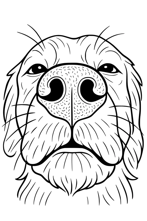 Free Dog Coloring Page - Big Nose Cartoon Face Close Up (Printable PDF)