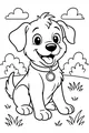Free Puppy Coloring Page - Happy Dog on Sunny Grass (Printable PDF)