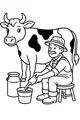 Free Cow Coloring Page - Farmer Milking on the Dairy Farm (Printable PDF)