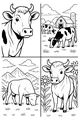 Free Cow Coloring Page - Four Farm and Meadow Scenes (Printable PDF)