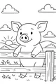 Free Pig Coloring Page - Happy Pig at Sunrise on the Farm (Printable PDF)