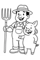 Free Pig Coloring Page - Farmer Boy Best Friends Scene (Printable PDF)