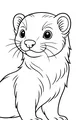 Free Ferret Coloring Page - Cute Cartoon Ferret Sitting Upright (Printable PDF)