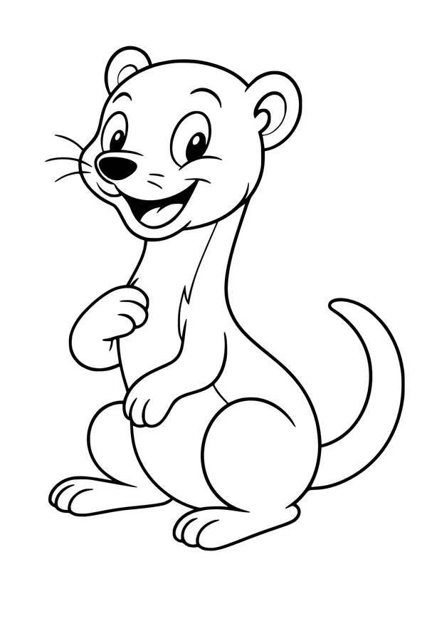 Free Ferret Coloring Page - Smiling Cartoon Pet (Printable PDF)