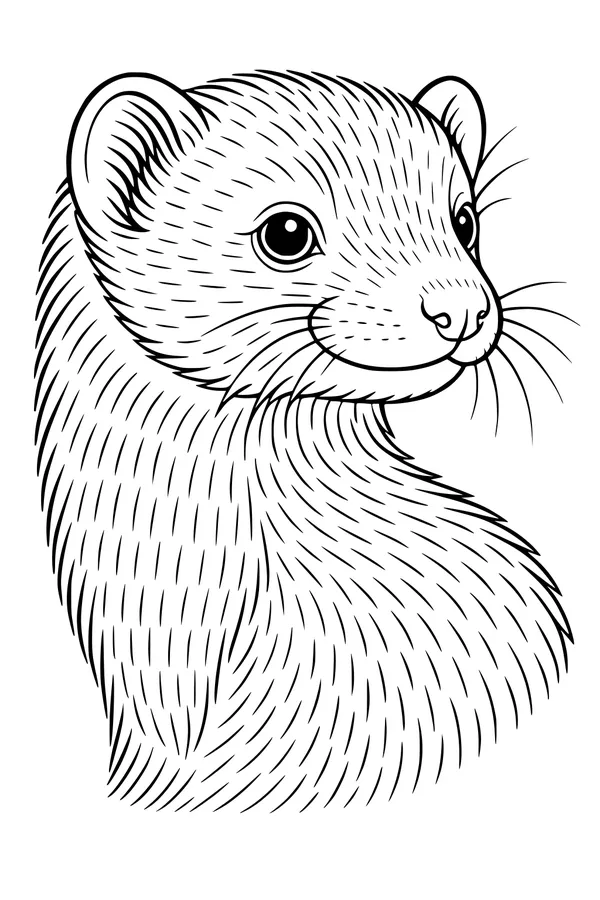 Free Ferret Coloring Page - Upright Furry Portrait (Printable PDF)