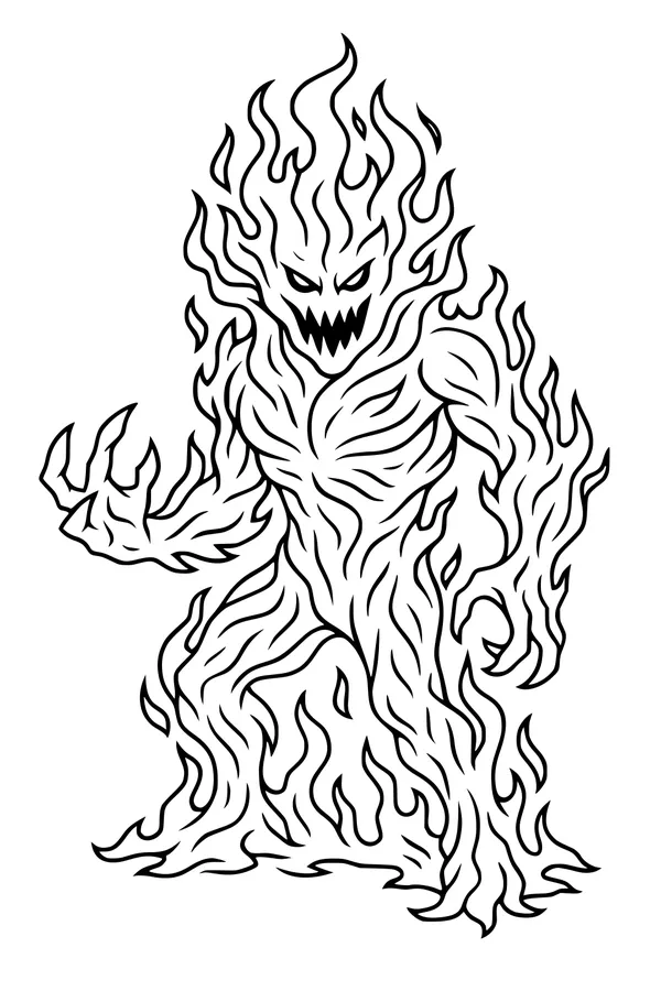 Free Fire Elemental Boy Coloring Page - Blaze the Friendly Flame (Printable PDF)