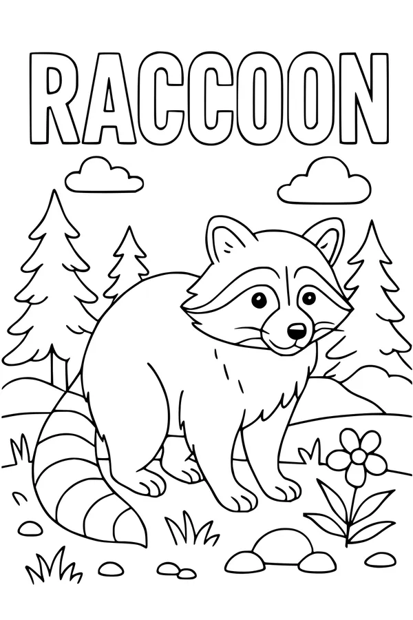 Free Raccoon Coloring Page - Forest Friend With Stripy Tail (Printable PDF)