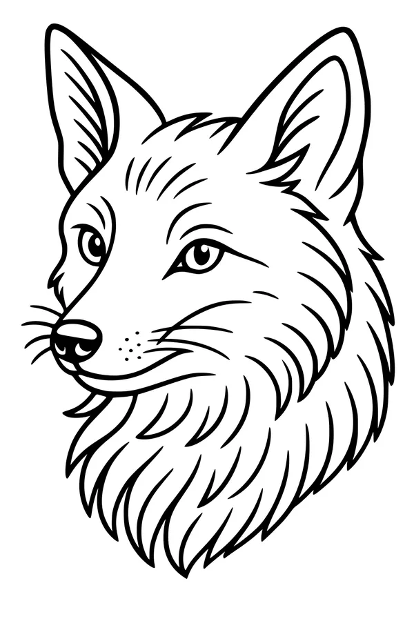 Free Fox Coloring Page - Fluffy Fox Head Portrait (Printable PDF)