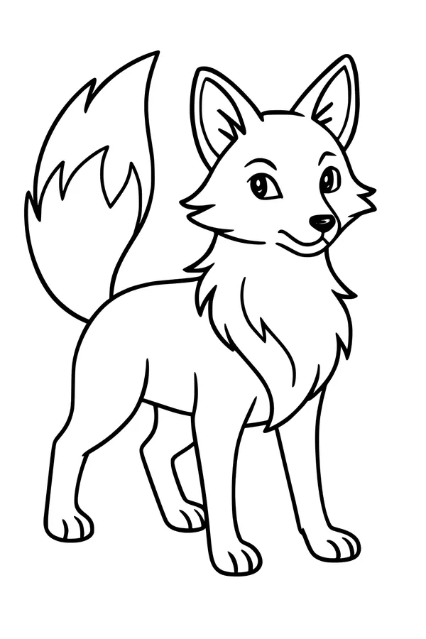Free Fox Coloring Page - Playful Cartoon Fox With Fluffy Tail (Printable PDF)