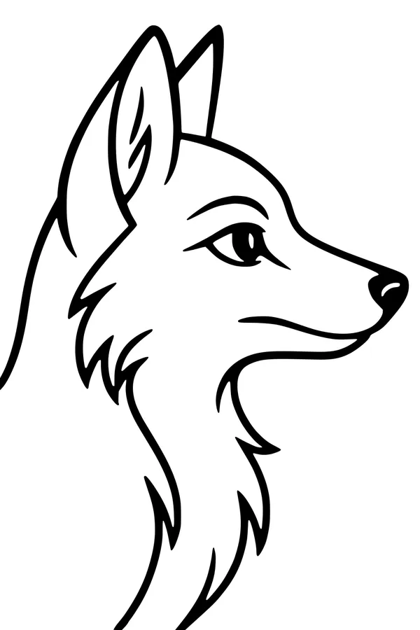 Free Fox Coloring Page - Forest Fox Head in Profile (Printable PDF)