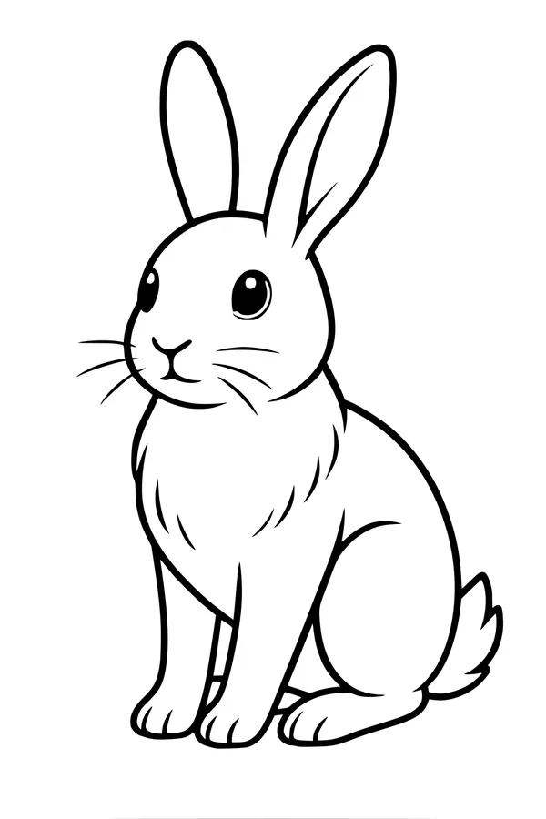 Free Rabbit Coloring Page - Cute Bunny Sitting Upright (Printable PDF)
