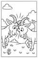 Free Goat Coloring Page - Goofy Goats Butting Heads in a Meadow (Printable PDF)