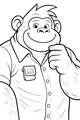 Free Gorilla Coloring Page - Friendly Cartoon Gorilla in a Shirt (Printable PDF)