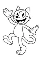 Free Cat Coloring Page - Smiling Cartoon Cat Waving (Printable PDF)