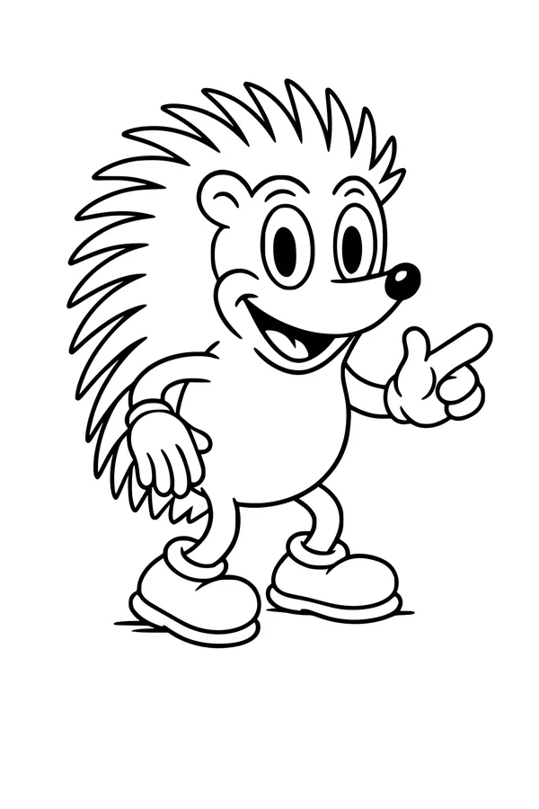 Free Hedgehog Coloring Page - Smiling Cartoon in Sneakers (Printable PDF)