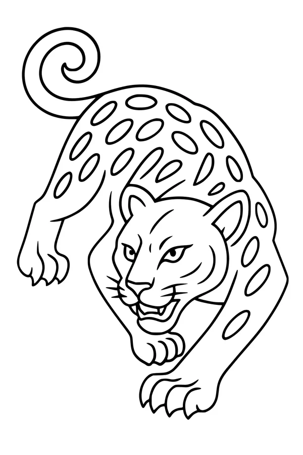 Free Leopard Coloring Page - Crouching Big Cat With Spots (Printable PDF)