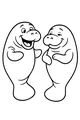 Free Manatee Coloring Page - Two Smiling Cartoon Friends (Printable PDF)