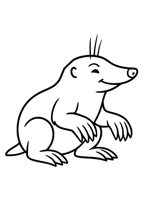 Free Mole Coloring Page - Cute Smiling Cartoon Mole (Printable PDF)