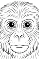 Free Monkey Coloring Page - Cute Face With Big Curious Eyes (Printable PDF)