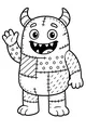 Free Monster Coloring Page - Patchwork Creature Waving Hello (Printable PDF)