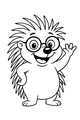 Free Porcupine Coloring Page - Cute Cartoon With Glasses Waving (Printable PDF)