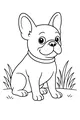 Free Dog Coloring Page - Big-Eared Puppy Sitting in Grass (Printable PDF)