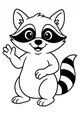 Free Raccoon Coloring Page - Smiling Cartoon Raccoon Waving (Printable PDF)