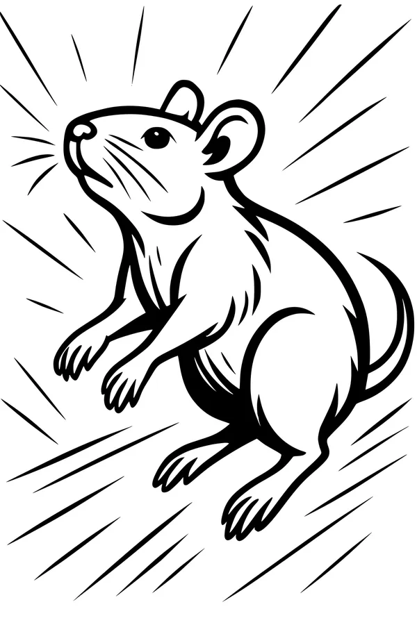 Free Rat Coloring Page - Cute Cartoon Rat Sitting Up (Printable PDF)