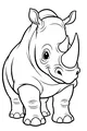 Free Rhinoceros Coloring Page - Smiling Baby Rhino with Big Eyes (Printable PDF)