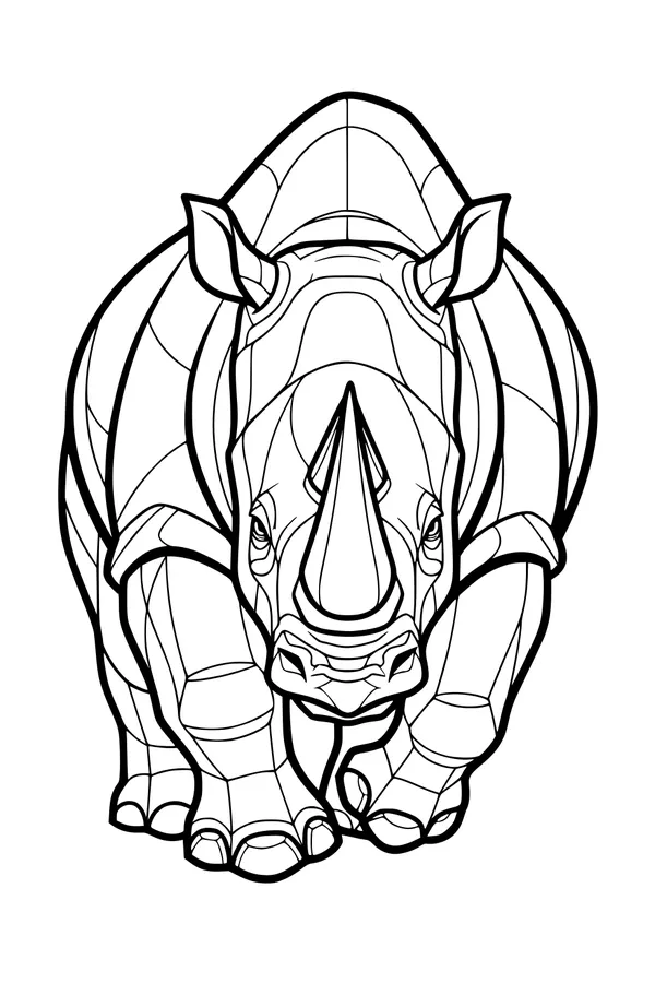 Free Rhinoceros Coloring Page - Rhino Walking on the Savannah (Printable PDF)