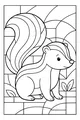 Free Skunk Coloring Page - Cute Stripey Skunk in Garden (Printable PDF)