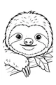 Free Sloth Coloring Page - Smiling Sloth Resting on a Tree Branch (Printable PDF)