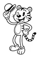 Free Tiger Coloring Page - Smiling Cartoon Tiger Tipping His Hat (Printable PDF)