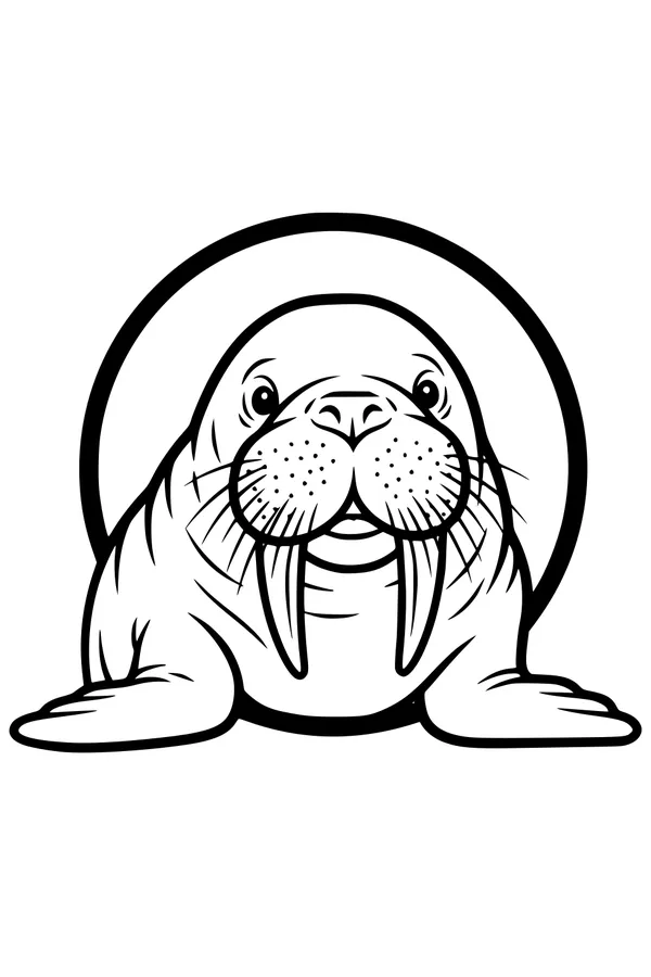 Free Walrus Coloring Page - Smiling Walrus With Big Tusks (Printable PDF)