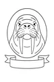 Free Walrus Coloring Page - Cute Walrus Face With Banner (Printable PDF)