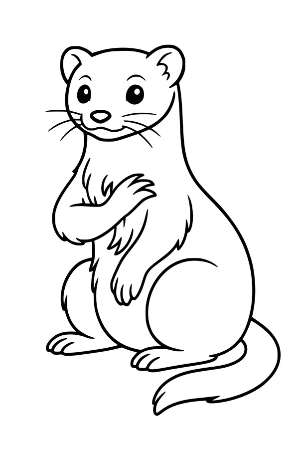 Free Weasel Coloring Page - Cute Weasel Sitting Upright (Printable PDF)