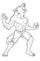 Free Werewolf Coloring Page - Muscular Howling Monster in Torn Shorts (Printable PDF)
