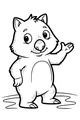 Free Wombat Coloring Page - Cute Cartoon Wombat Waving (Printable PDF)