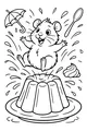 Free Guinea Pig Coloring Page - Bouncing on Jelly Dessert (Printable PDF)