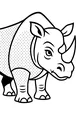 Free Rhinoceros Coloring Page - Funny Cartoon Rhino With Big Horn (Printable PDF)
