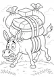 Free Donkey Coloring Page - Silly Cartoon Donkey With Heavy Load (Printable PDF)